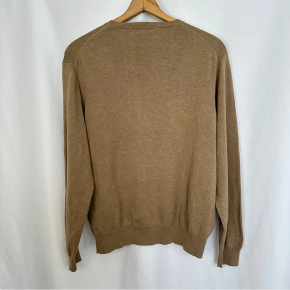 J. Crew Sweater Mens XL V-Neck Brown Cotton Pullover‎ Academia Casual